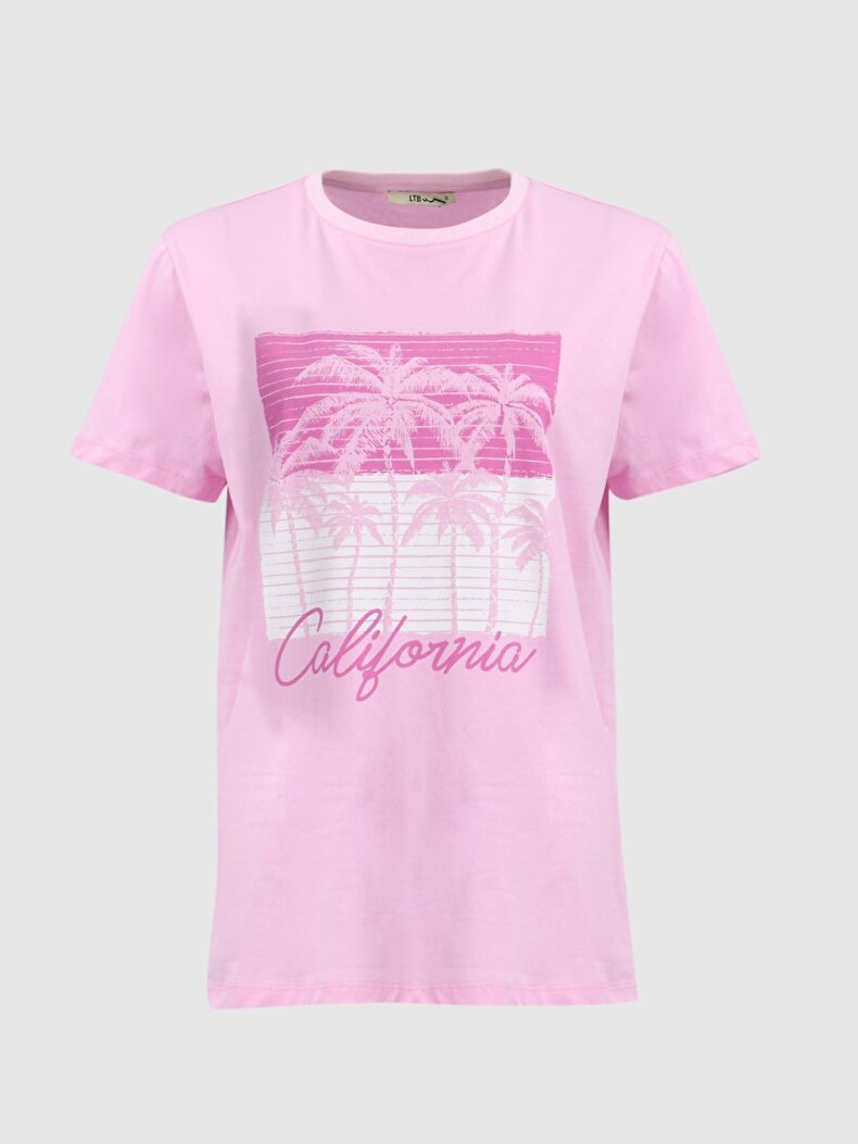 Cali̇forni̇a Written Palmtree With Print T-shirt
