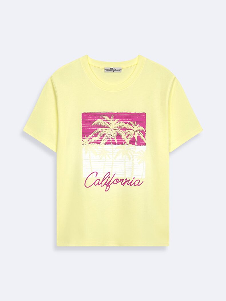 Cali̇forni̇a Written Palmtree With Print T-shirt