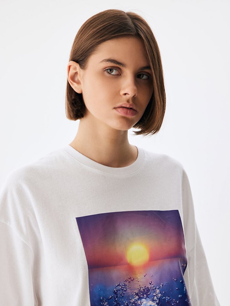 Oversized Photo Print With Print White T-shirt