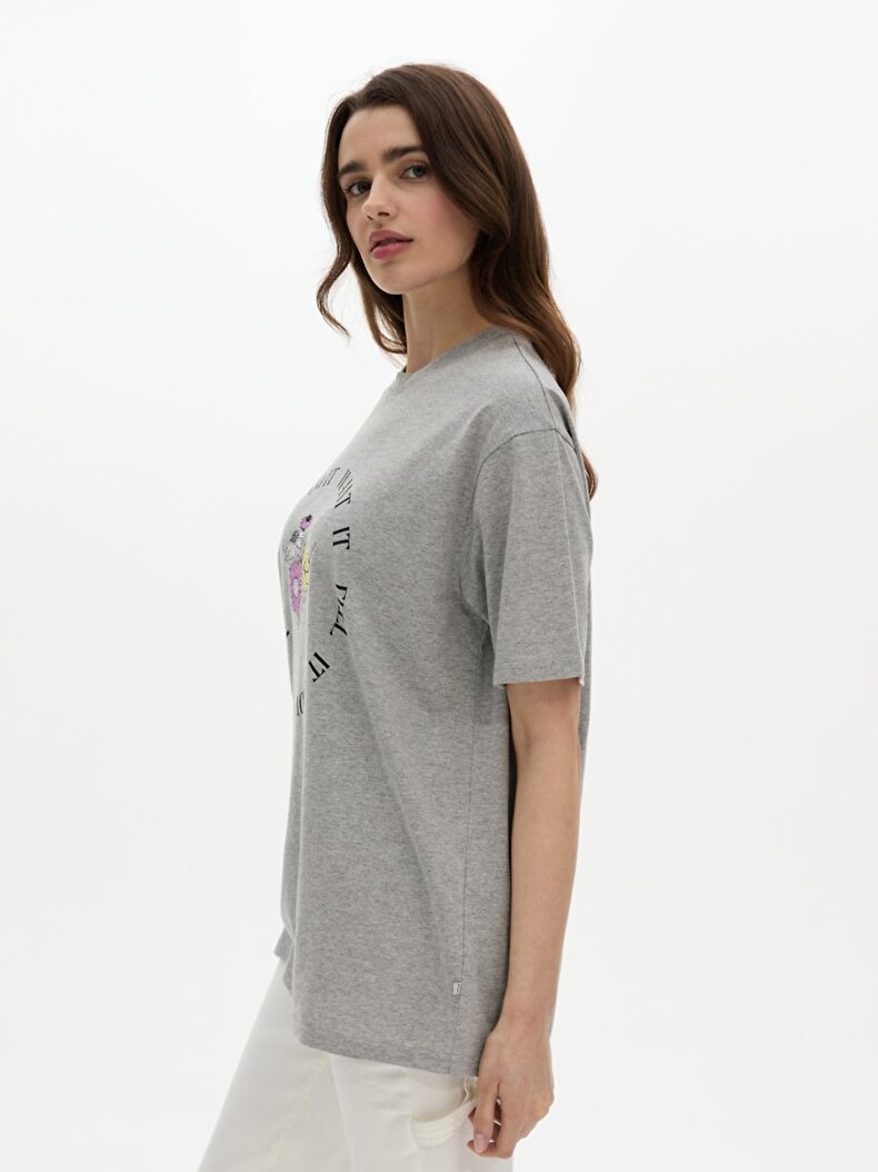 Oversized Graphic Print With Print Grey T-shirt