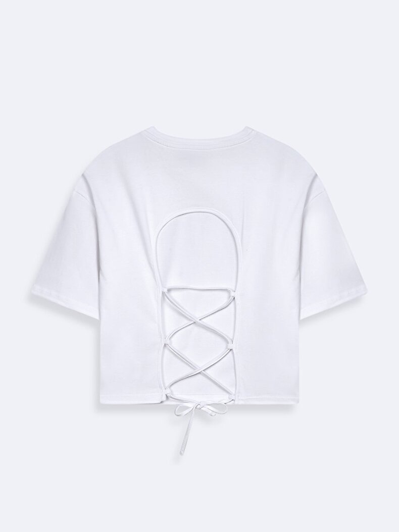 Back Detailed Cropped White T-shirt