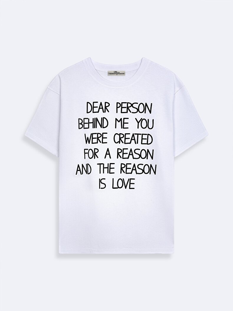 Contrast Written White T-shirt