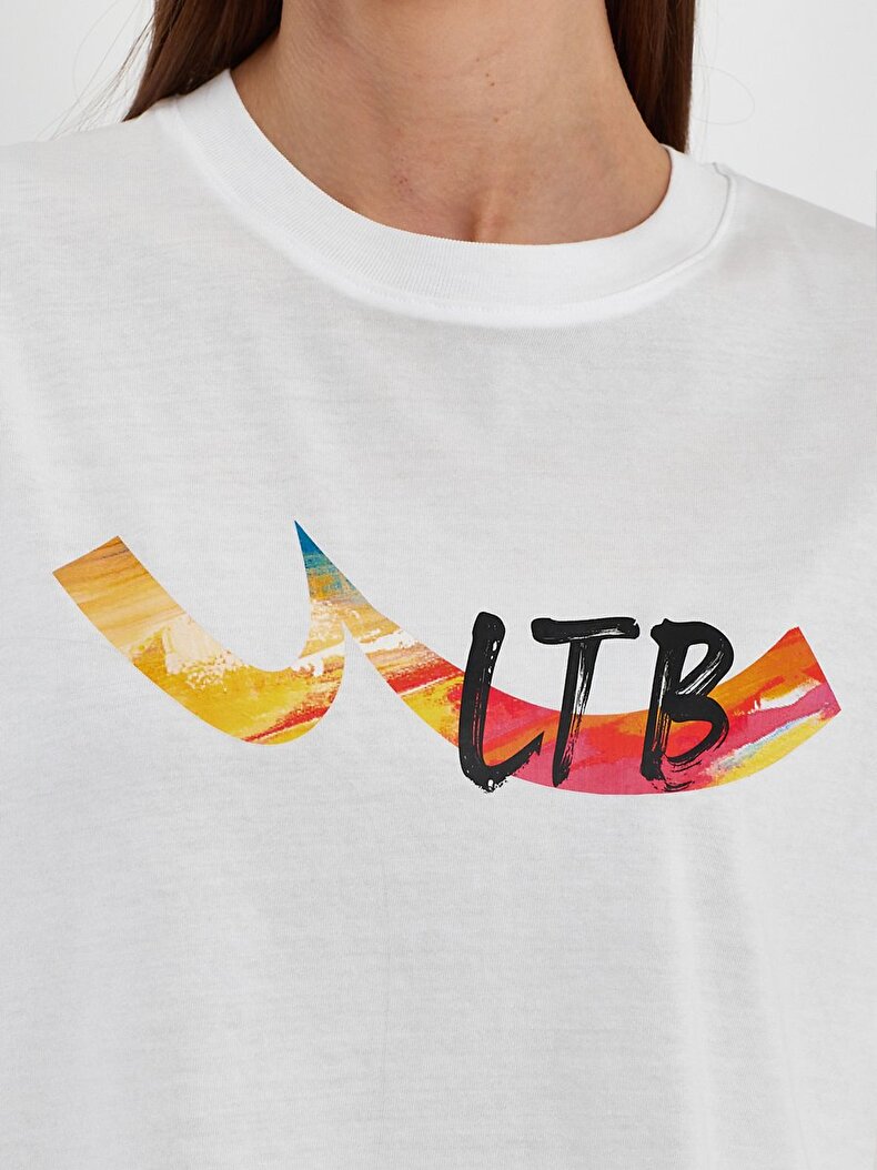 Renkli Ltb Logolu Beyaz T-shırt