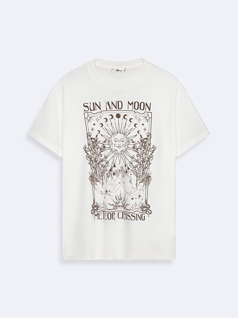 Sun And Moon With Print White T-shirt