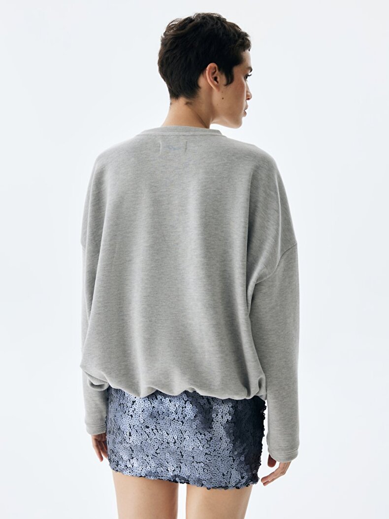 Waist Elastic Grey Sweatshirt