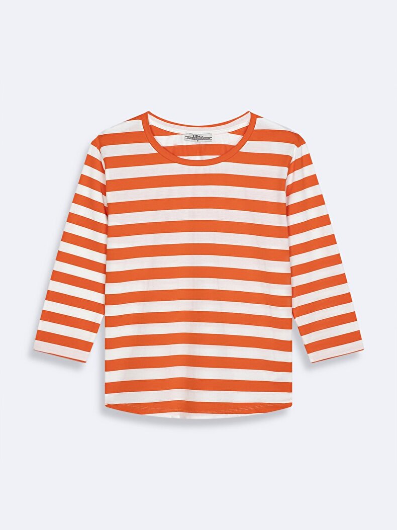 Çizgili Turuncu Sweatshırt