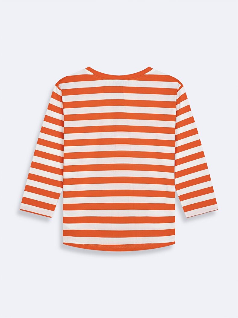Çizgili Turuncu Sweatshırt