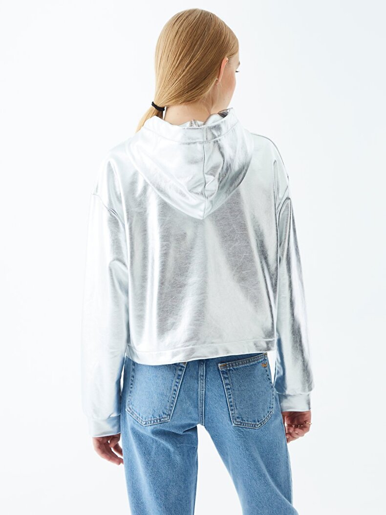 Shiny Metallic White Sweatshirt