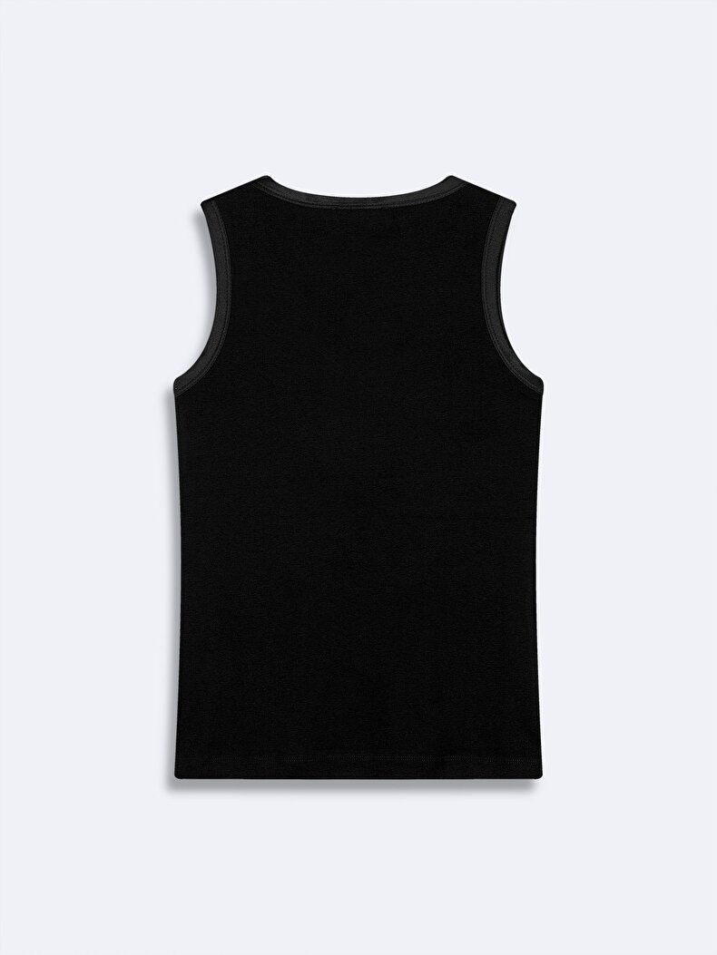Satin Striped Schwarz Unterhemd