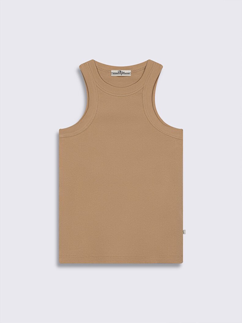 Ribbed Halter Collar Creme Unterhemd Ribbed Halter Collar Creme Unterhemd