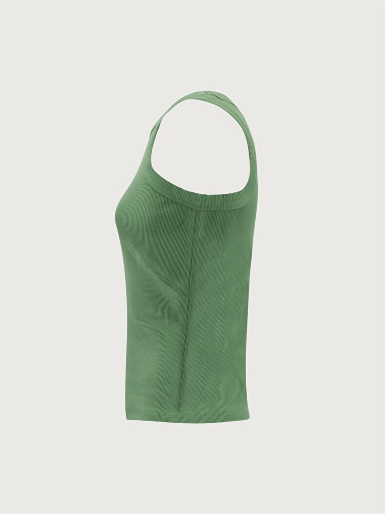 Ribbed Halter Collar Grau Unterhemd