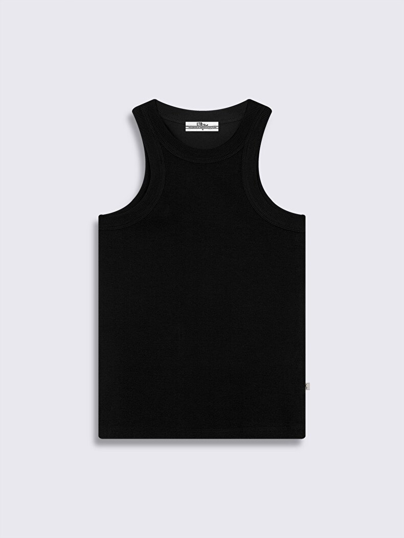 Ribbed Halter Collar Schwarz Unterhemd Ribbed Halter Collar Schwarz Unterhemd