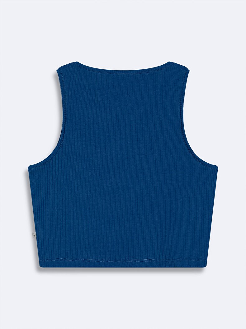 Ribbed Halter Collar Blauw Atleet