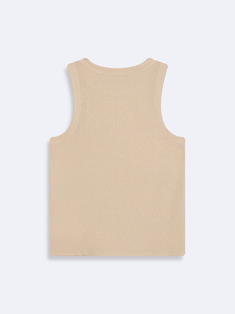 Ribbed Spaghetti Strap Beige Atleet
