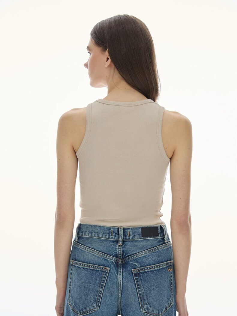 Halter Yaka Fitilli Gri Atlet
