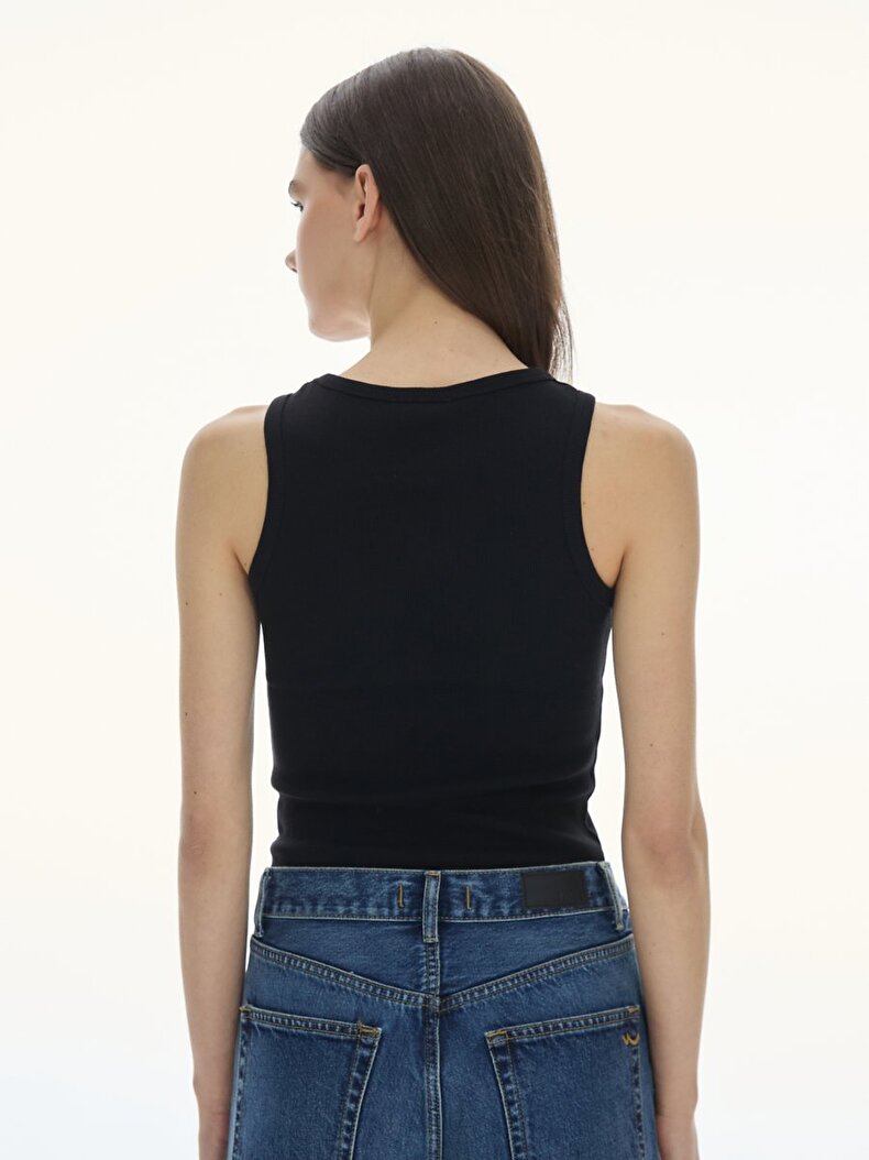 Halter Yaka Fitilli Siyah Atlet