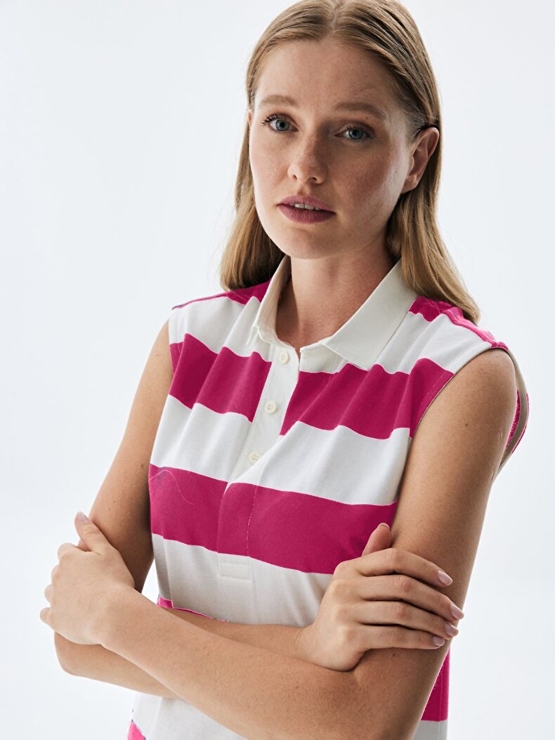 Polo Striped Print Pink Klei̇d