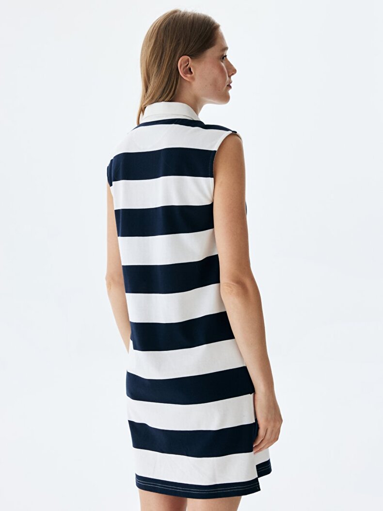 Polo Striped Print Dunkelblau Klei̇d