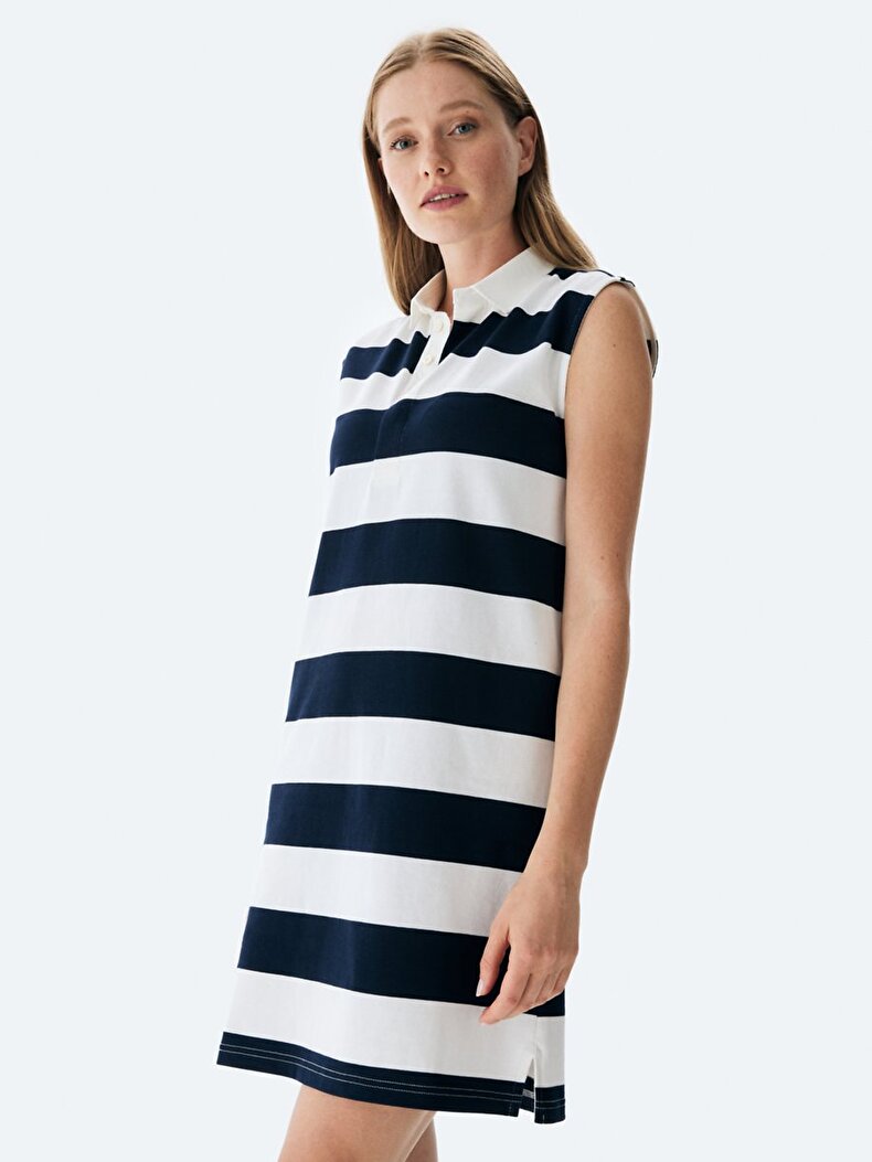 Polo Striped Print Dunkelblau Klei̇d