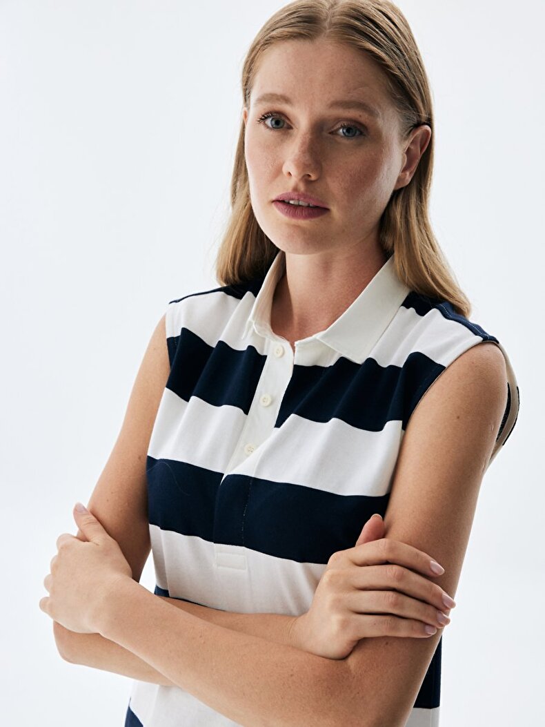 Polo Striped Print Dunkelblau Klei̇d