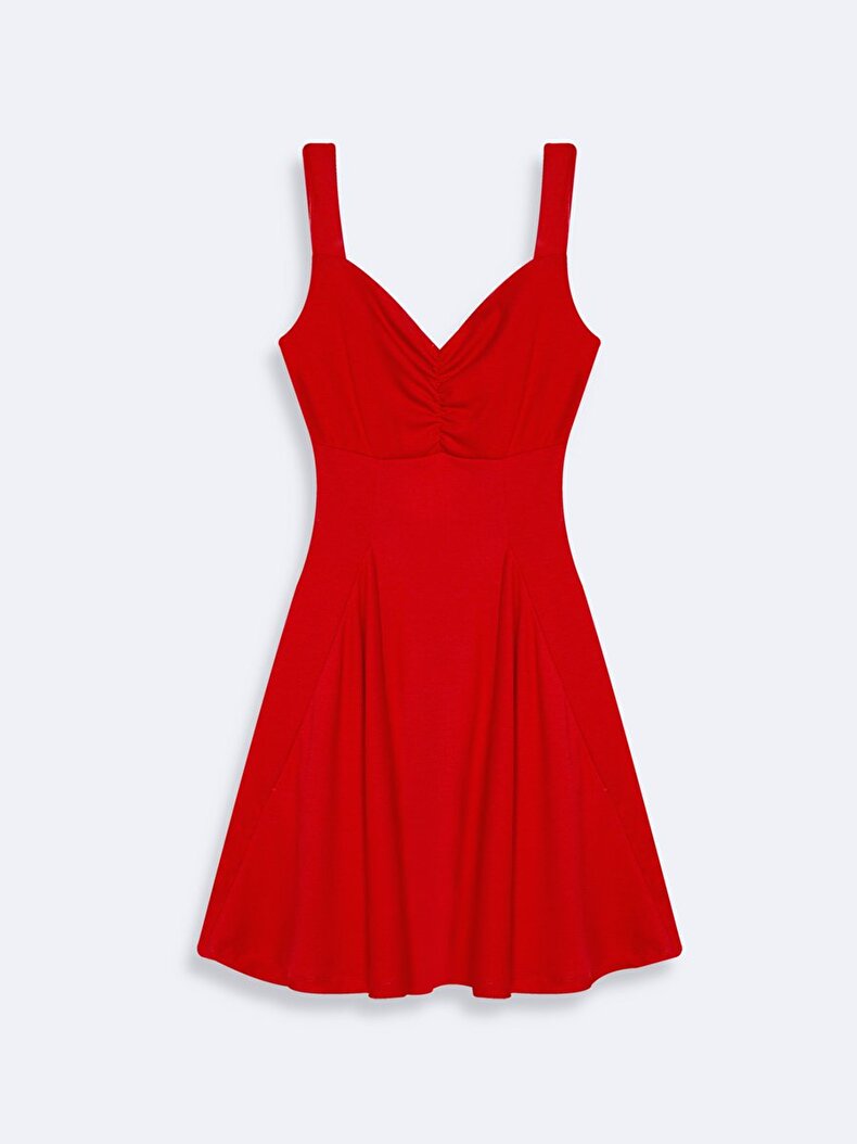 Askılı Kısa Kırmızı Elbise