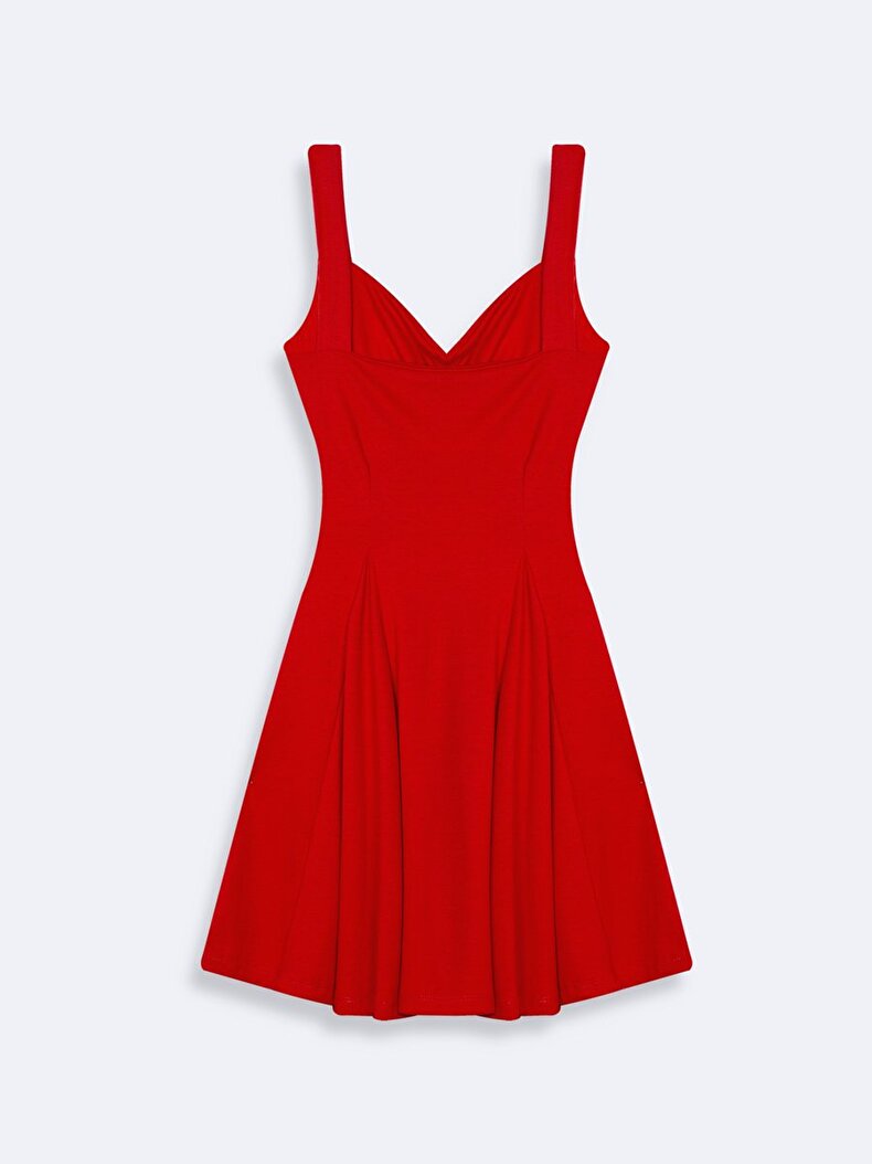 Askılı Kısa Kırmızı Elbise