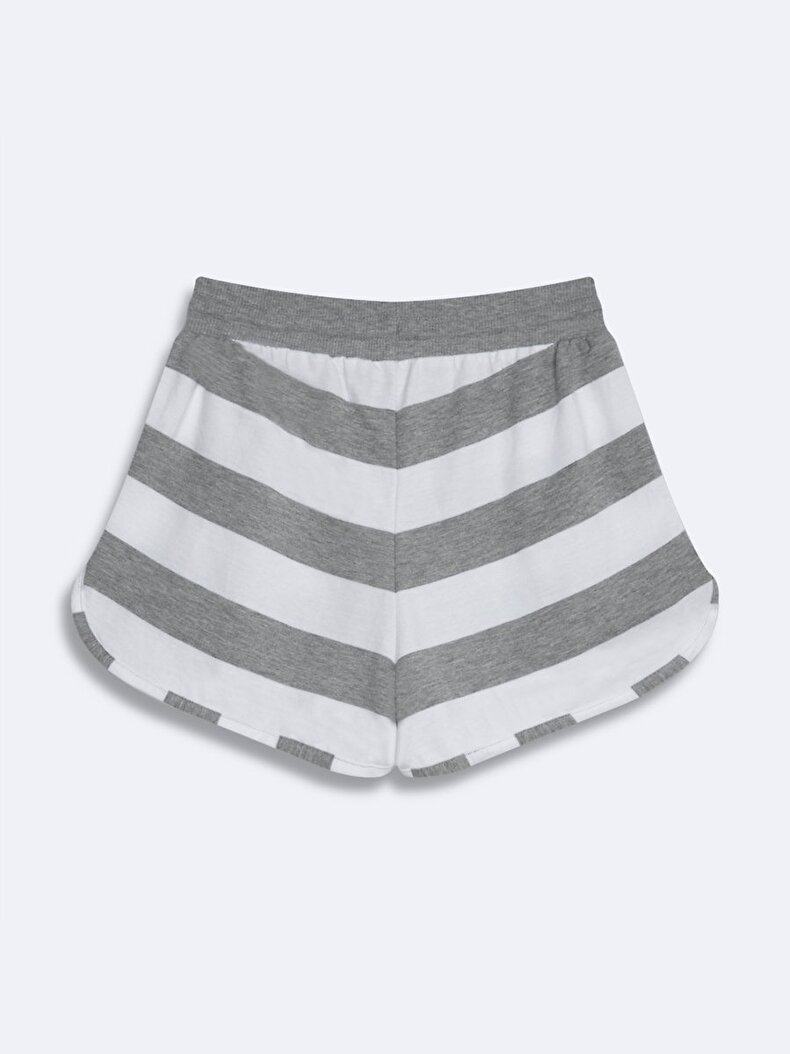 Striped Print White Shorts