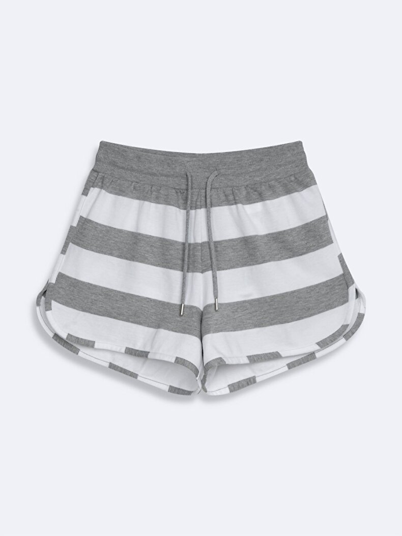 Striped Print White Shorts