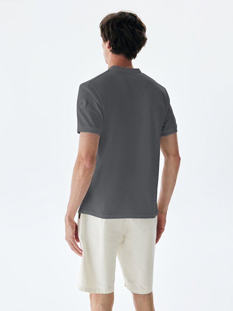 Mao Collar Grey T-shirt