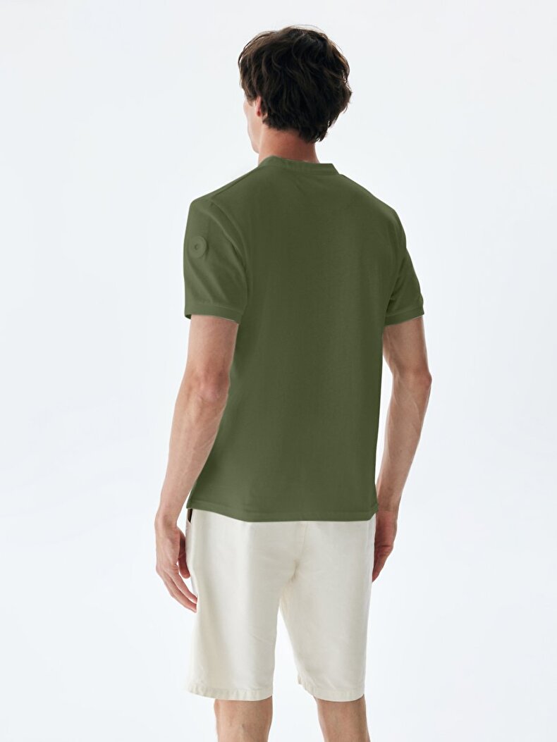 Mao Collar Green T-shirt