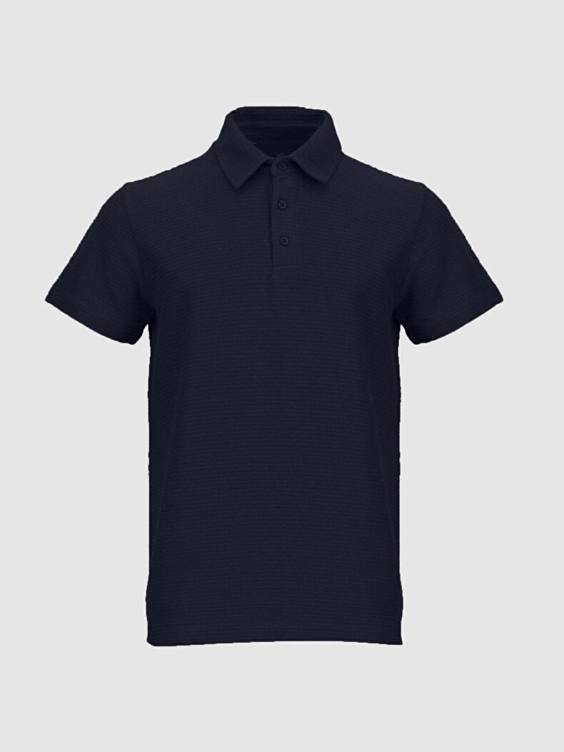 Dokulu Polo Yaka Lacivert T sh rt T Shirt ERKEK LTB