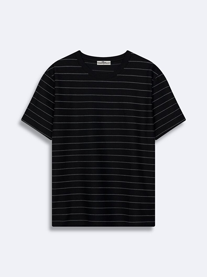 Striped Print Black T-shirt