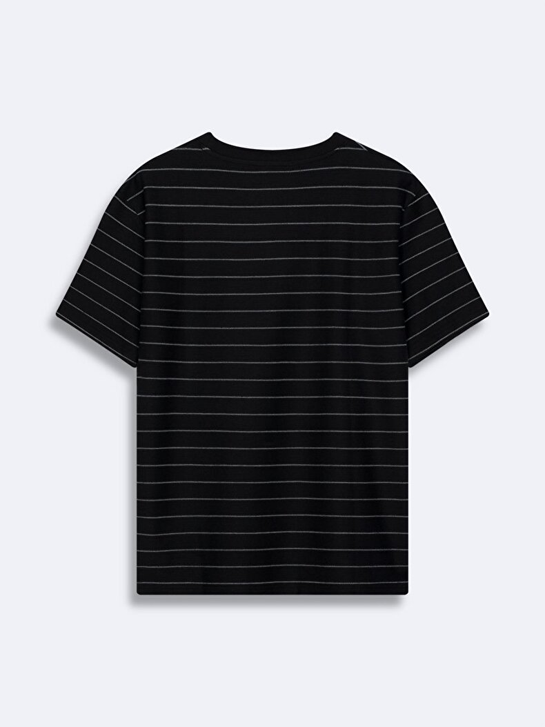 Striped Print Black T-shirt