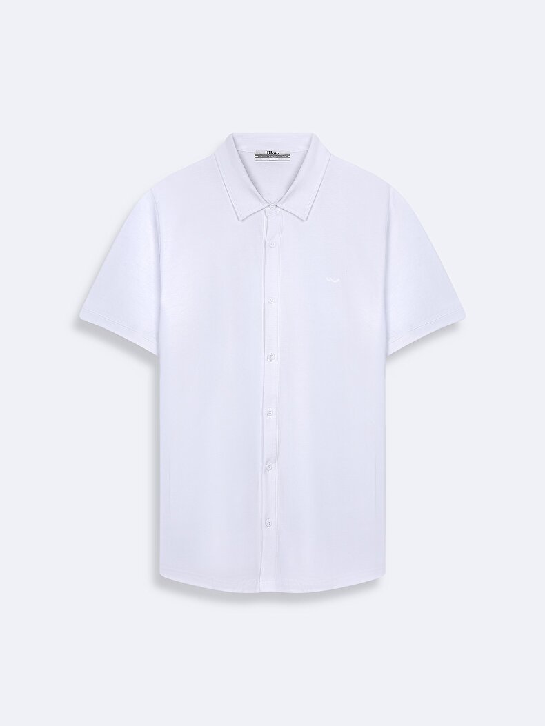 Short Sleeve Knitting White Shirt