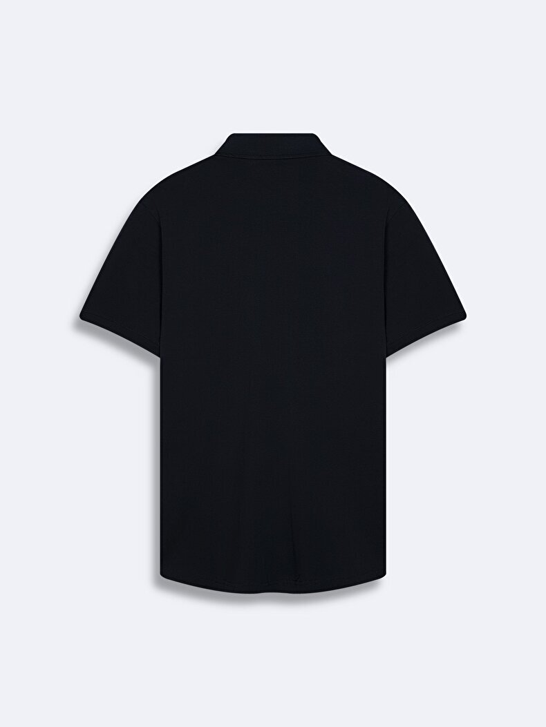 Short Sleeve Knitting Navy Shirt