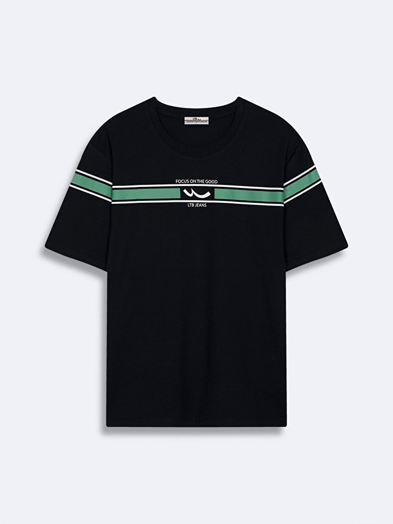 Contrast Striped Navy T-shirt