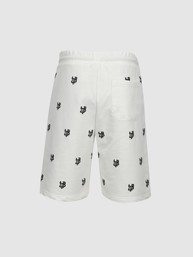 Contrast With Print White Shorts