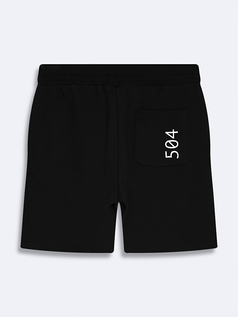 Print Black Shorts