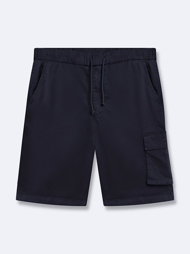 Basic Midi Regular Gabardine Navy Shorts