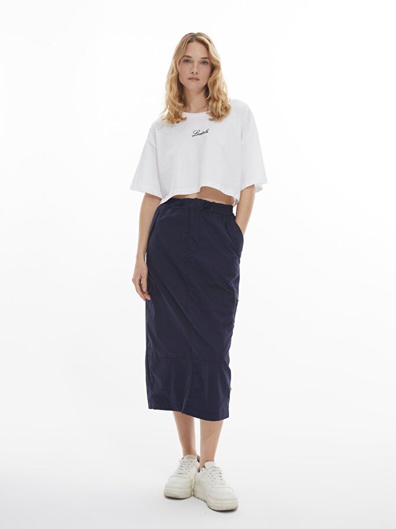 Short Sleeve Crew Neck Surface With Print Crop White T-shirt