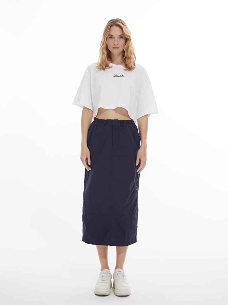Short Sleeve Crew Neck Surface With Print Crop White T-shirt
