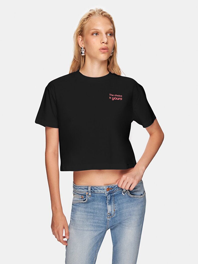 Crop Siyah T-shırt