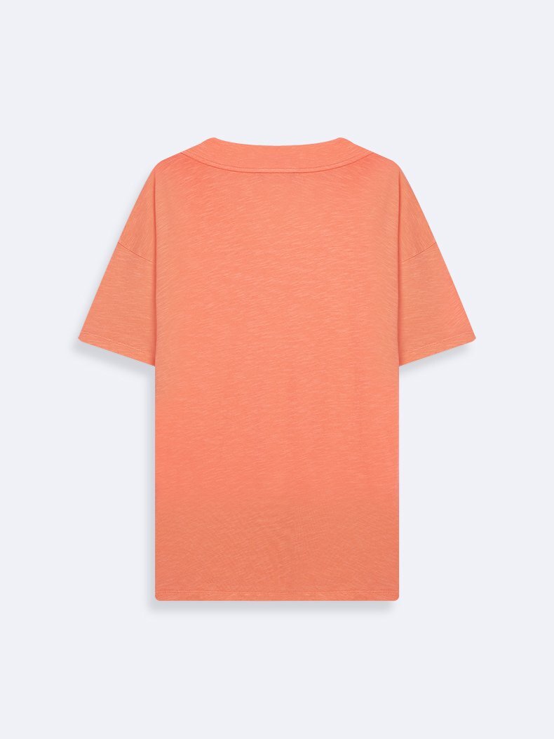 V-neck Basic Short Sleeve Relaxed Fit Pink T-shirt
