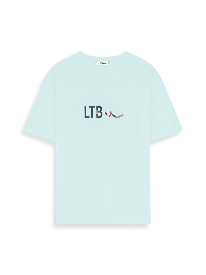 Sign With Print Short Sleeve Regular Blue T-shirt