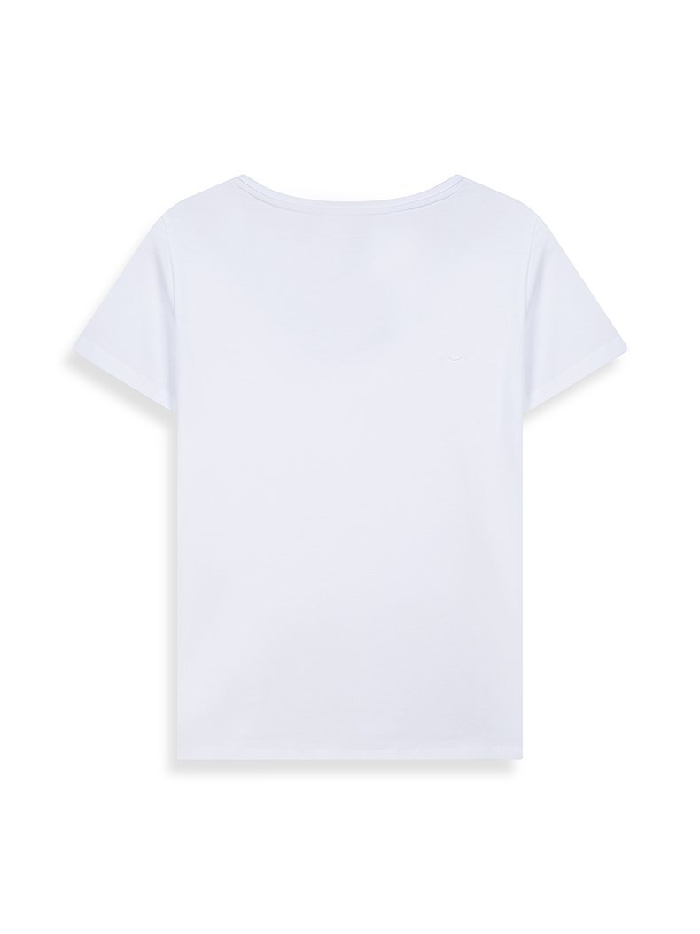Short Sleeve Basic V-neck Slim White T-shirt