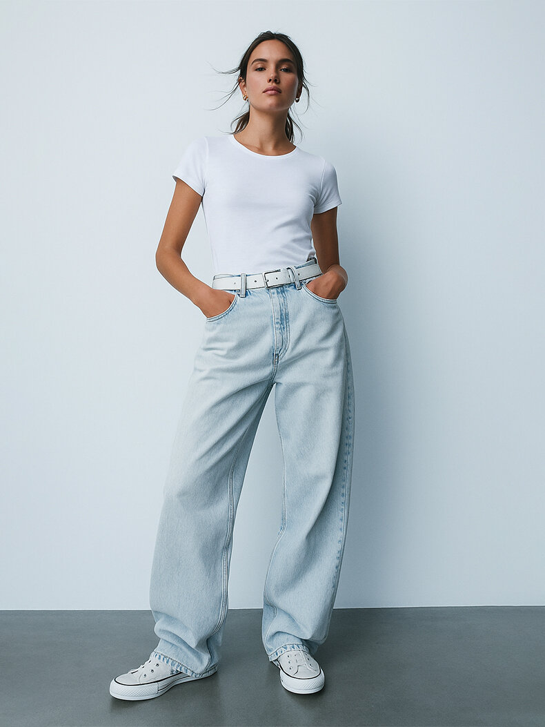Short Sleeve Basic Crew Neck Slim White T-shirt