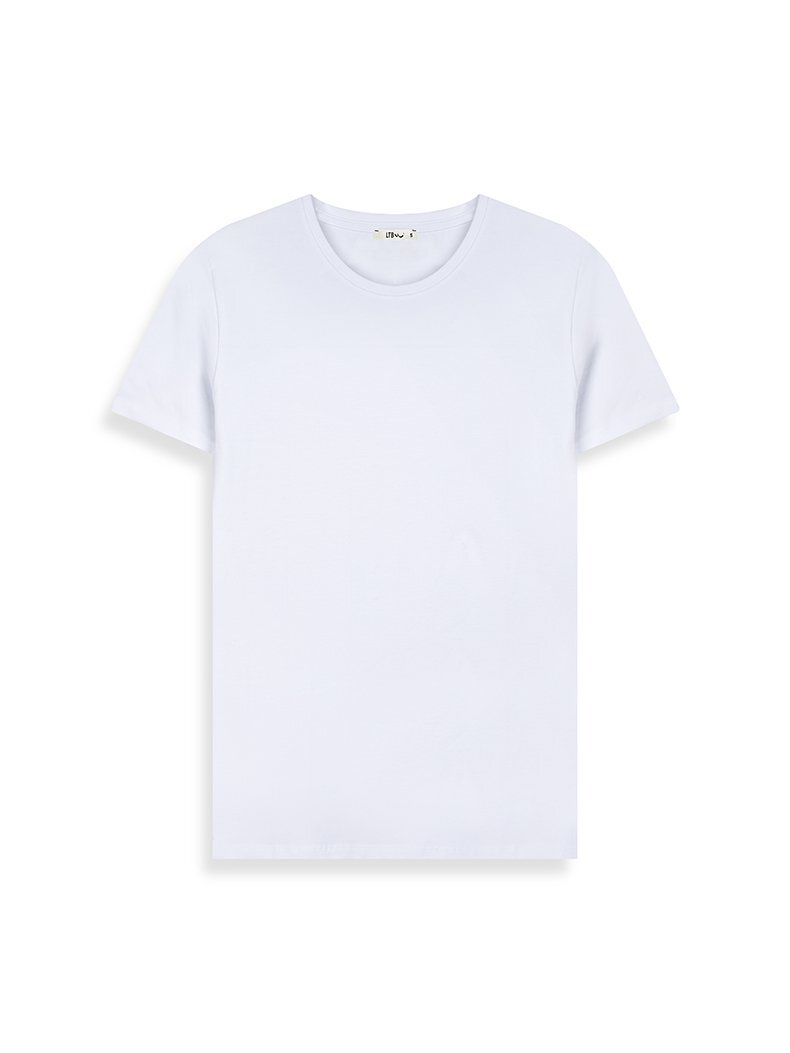 Short Sleeve Basic Crew Neck Slim White T-shirt