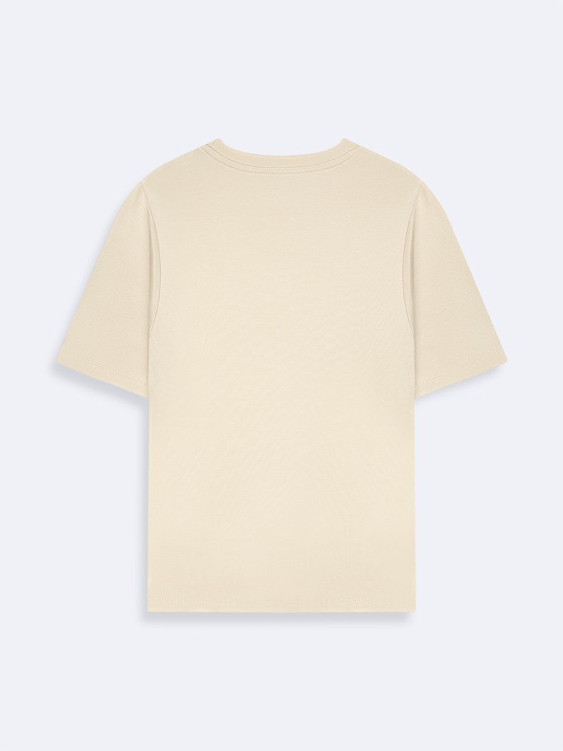 Crew Neck Basic Crop Beige T-shirt