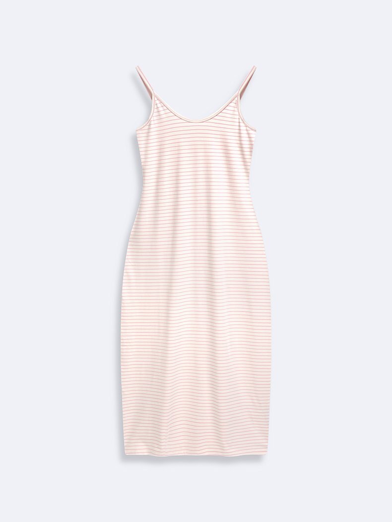 Çizgili Mini Pembe Elbise