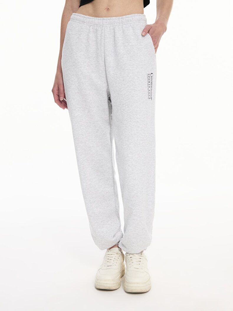 Sloganlı Jogger Gri Eşofman